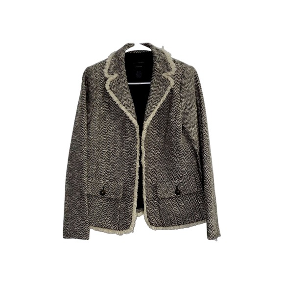 Doncaster Collection Tweed Blazer Frayed Trim Career Women's Size 4 - Picture 1 of 10